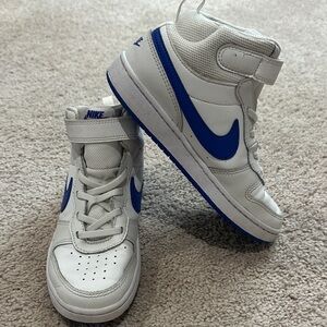 Nike Court Borough Mid 2 Kids White and Blue Sneakers
